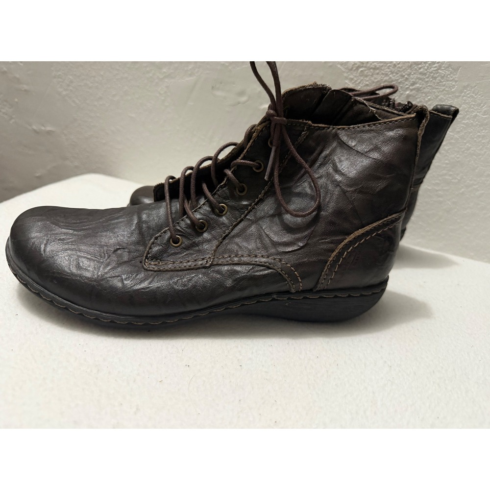 Clarks Collection Womens 8.5 Dark Brown Leather Lace Up Side Zip Ankle Boots - Picture 10 of 11
